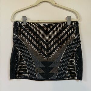 Metallic Beaded Detail Mini Skirt